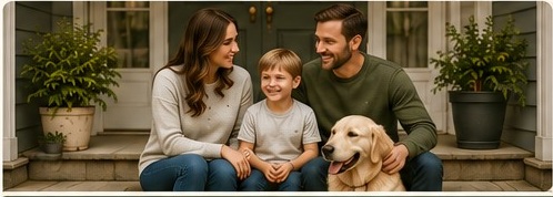 Local family on porch